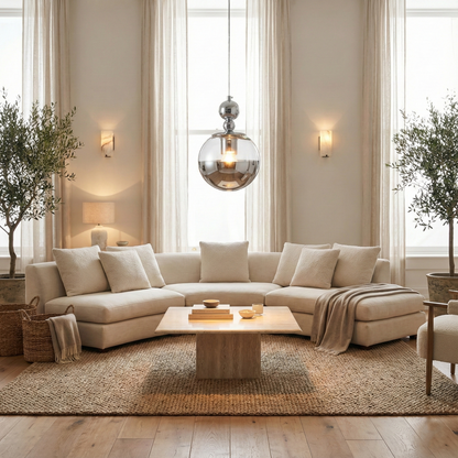 Orbique Bauhaus Chrome Mirrorball Glass Pendant Light