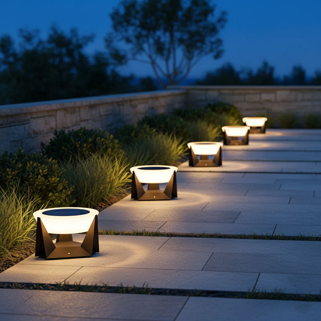 Illuminated Landing Modern Solar Iron Outdoor Lamp