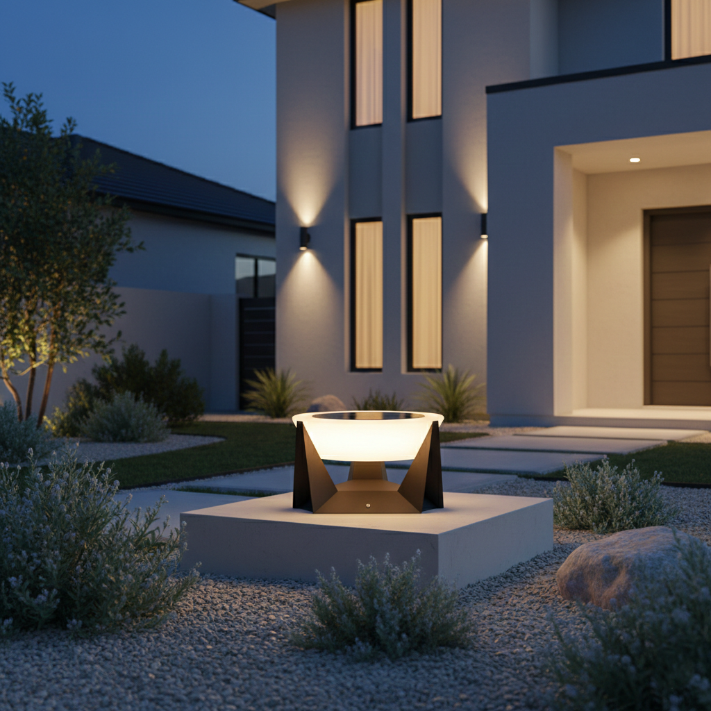 Illuminated Landing Modern Solar Iron Outdoor Lamp