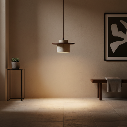 Japanese Style Vintage Travertine Pendant Light