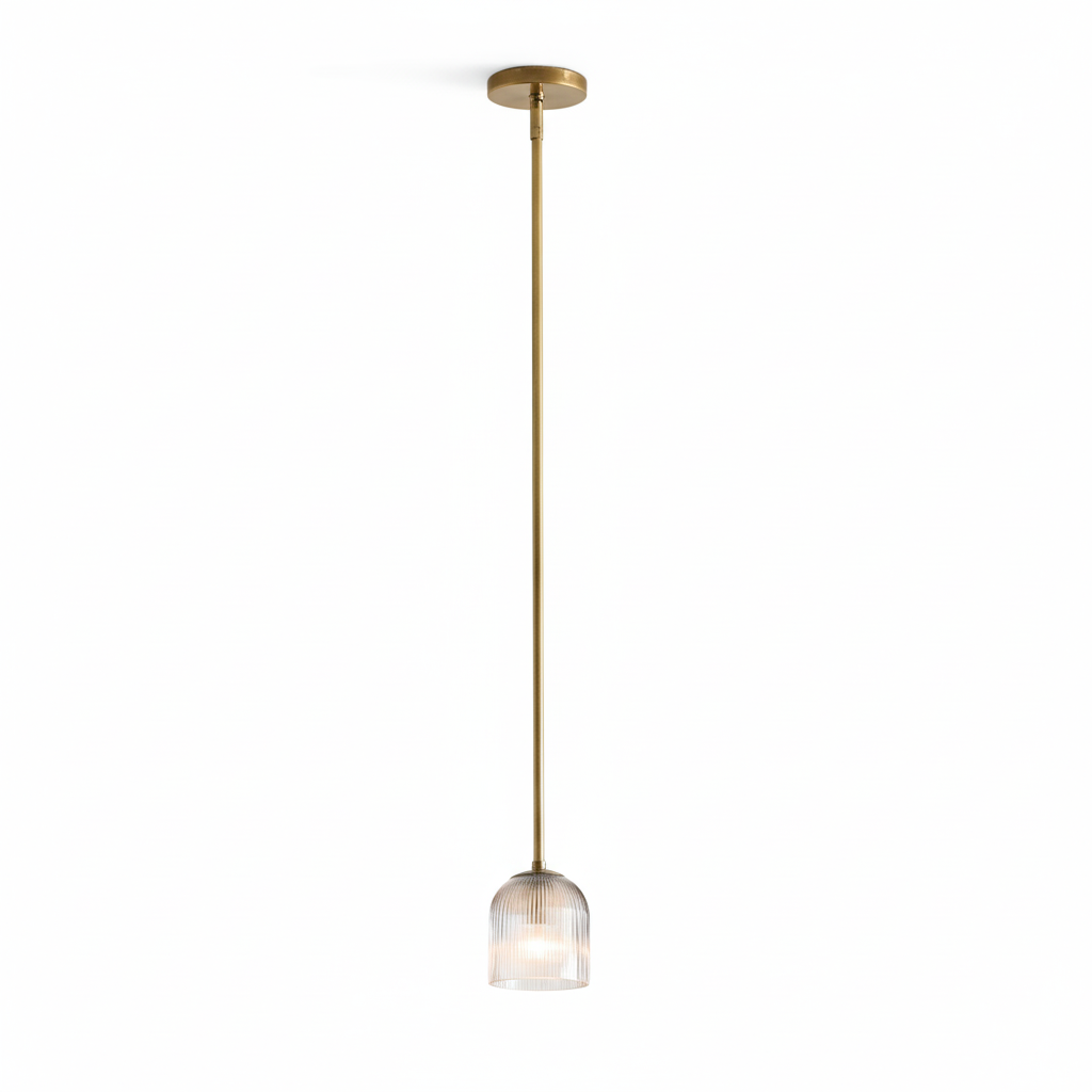Farmhouse Cooper Ribbed Glass Pendant Light