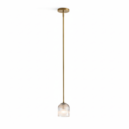 Farmhouse Cooper Ribbed Glass Pendant Light