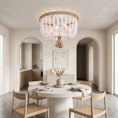 Isla Beaded Bowl Bohemian Wood Ceiling Light