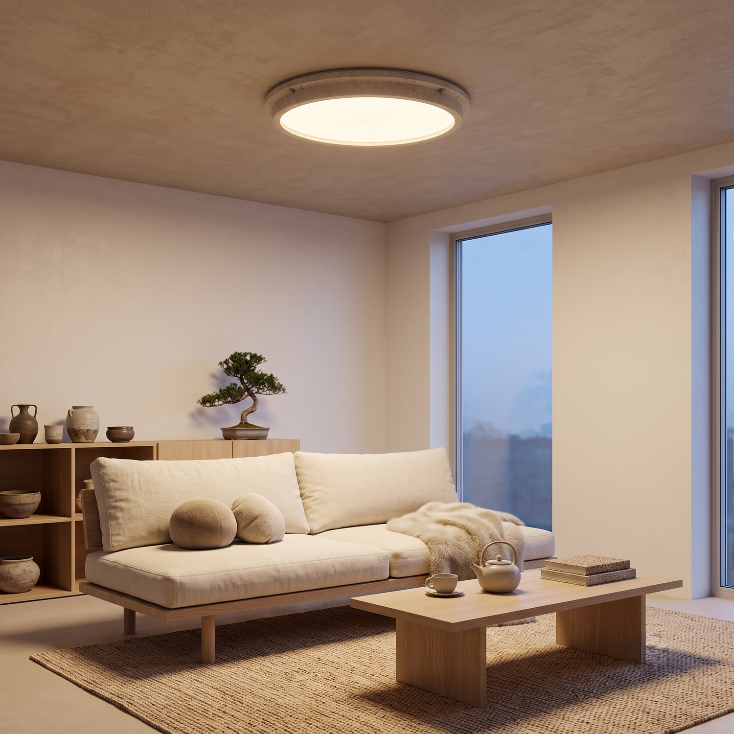 Solana Modern Travertine Ceiling Light