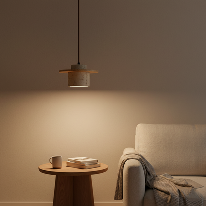 Japanese Style Vintage Travertine Pendant Light