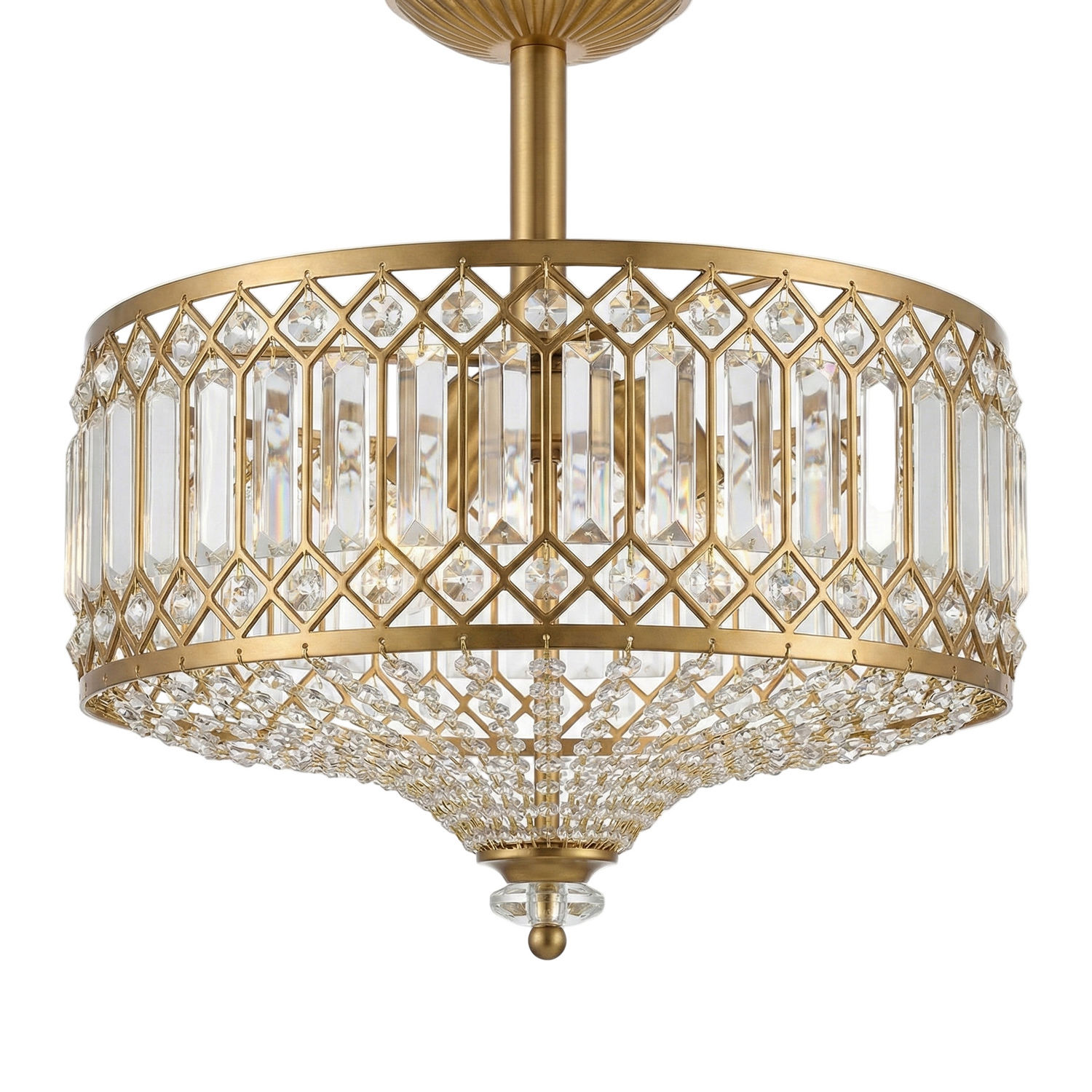 Seraphine Luxury Crystal Drum Semi Flush Ceiling Light