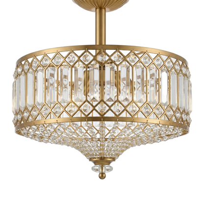 Seraphine Luxury Crystal Drum Semi Flush Ceiling Light