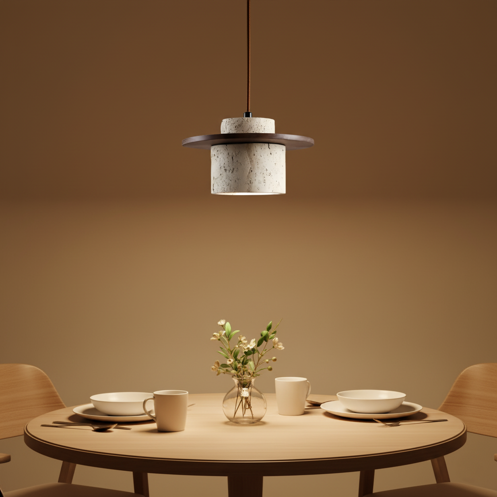 Japanese Style Vintage Travertine Pendant Light
