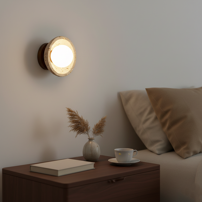 Boho Style Bowl-Shaped Natural Travertine Wall Light