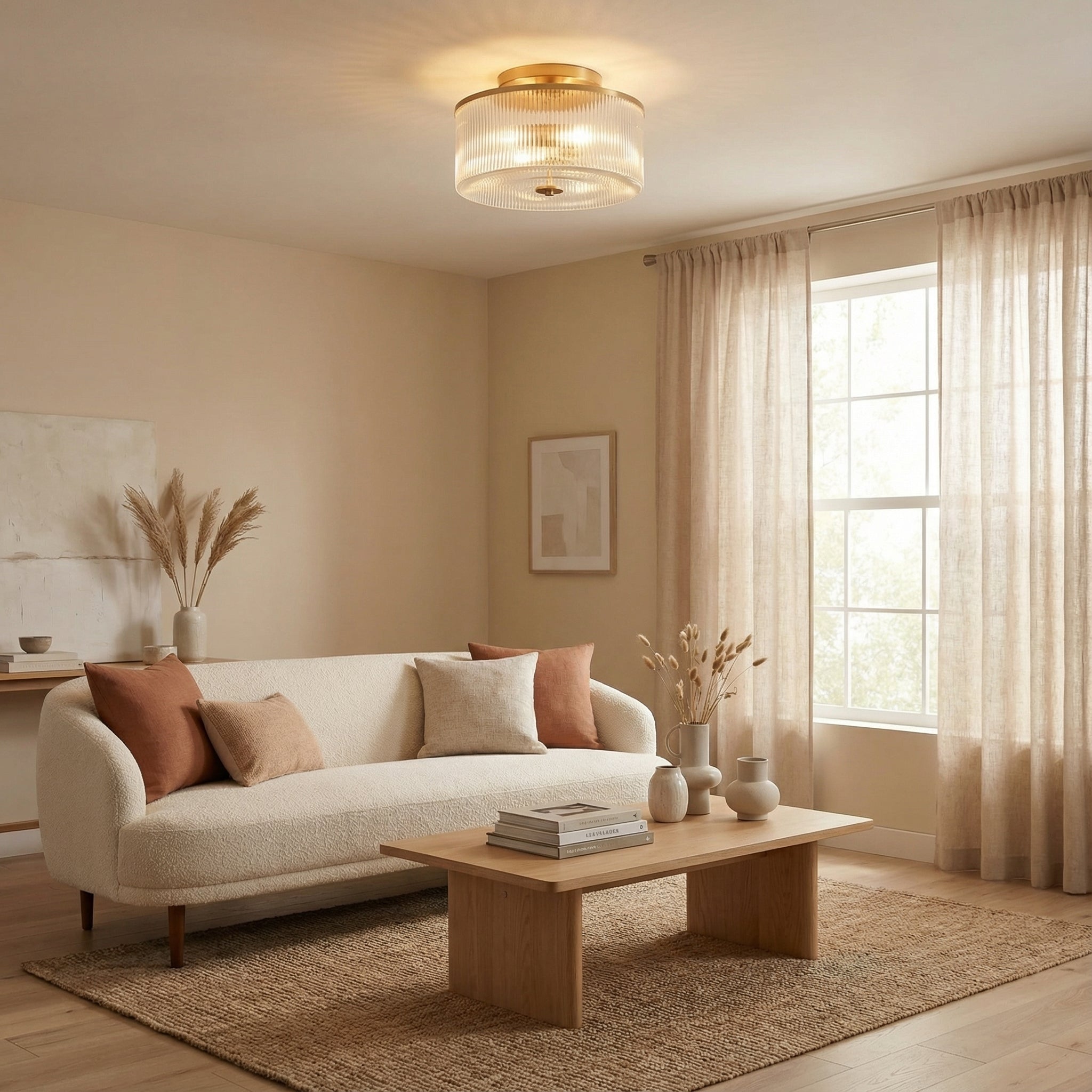 Lorienne Farmhouse Striped Glass Ceiling Light