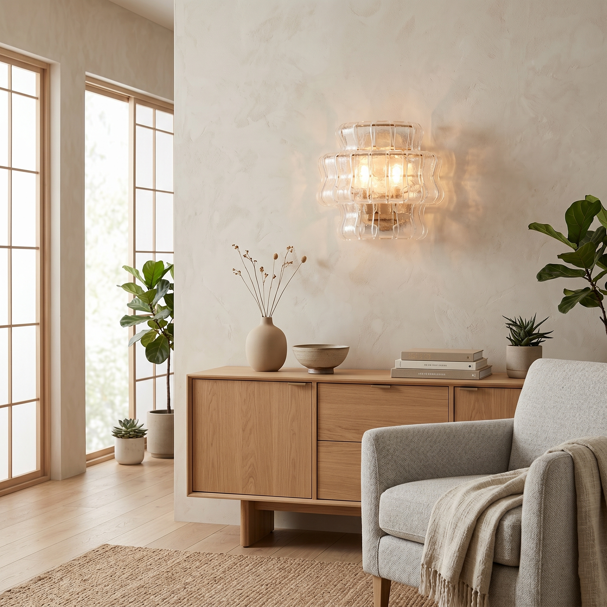 Calla Riviera Fluted Nordic Glass Wall Light