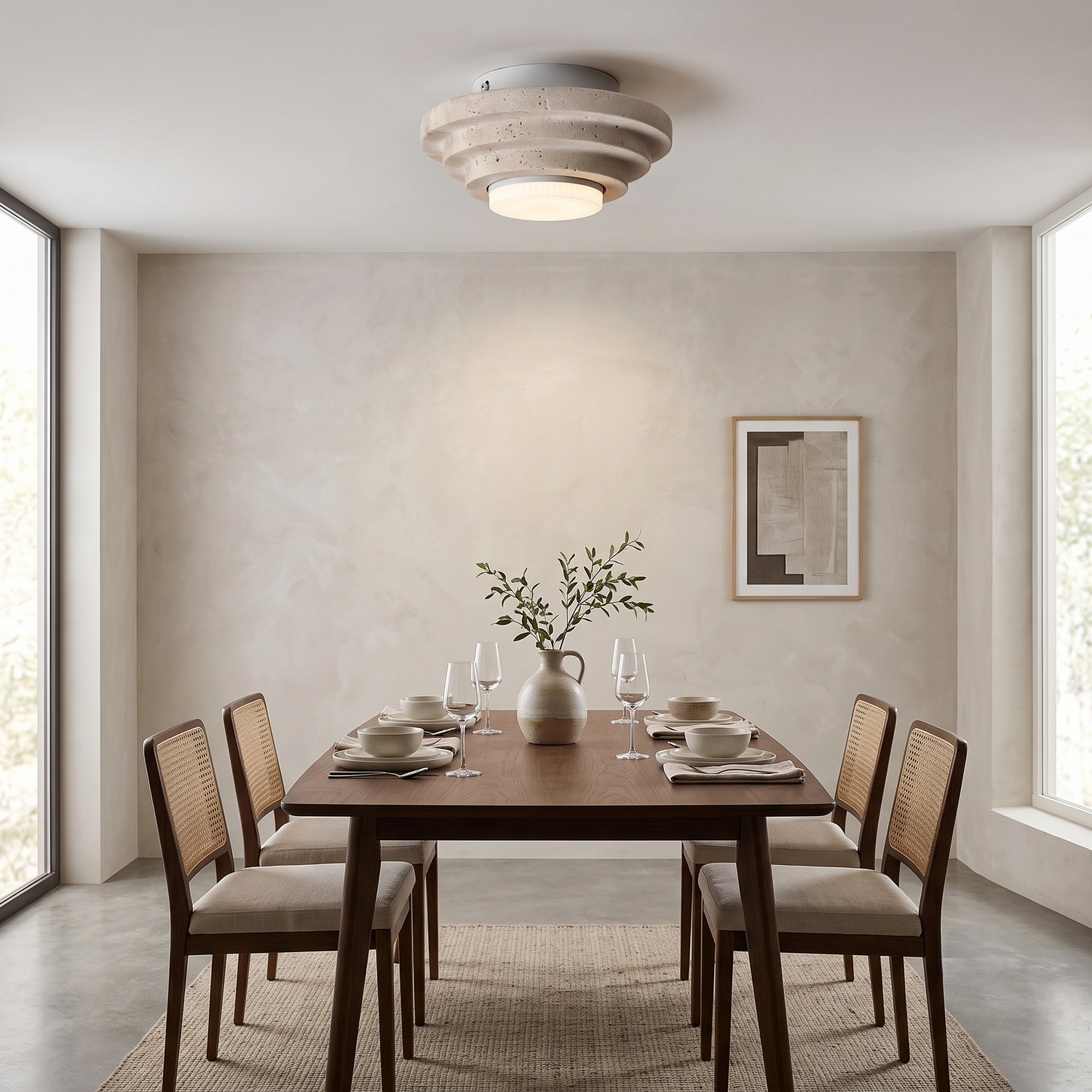 Zephyr Modern Travertine Ceiling Light