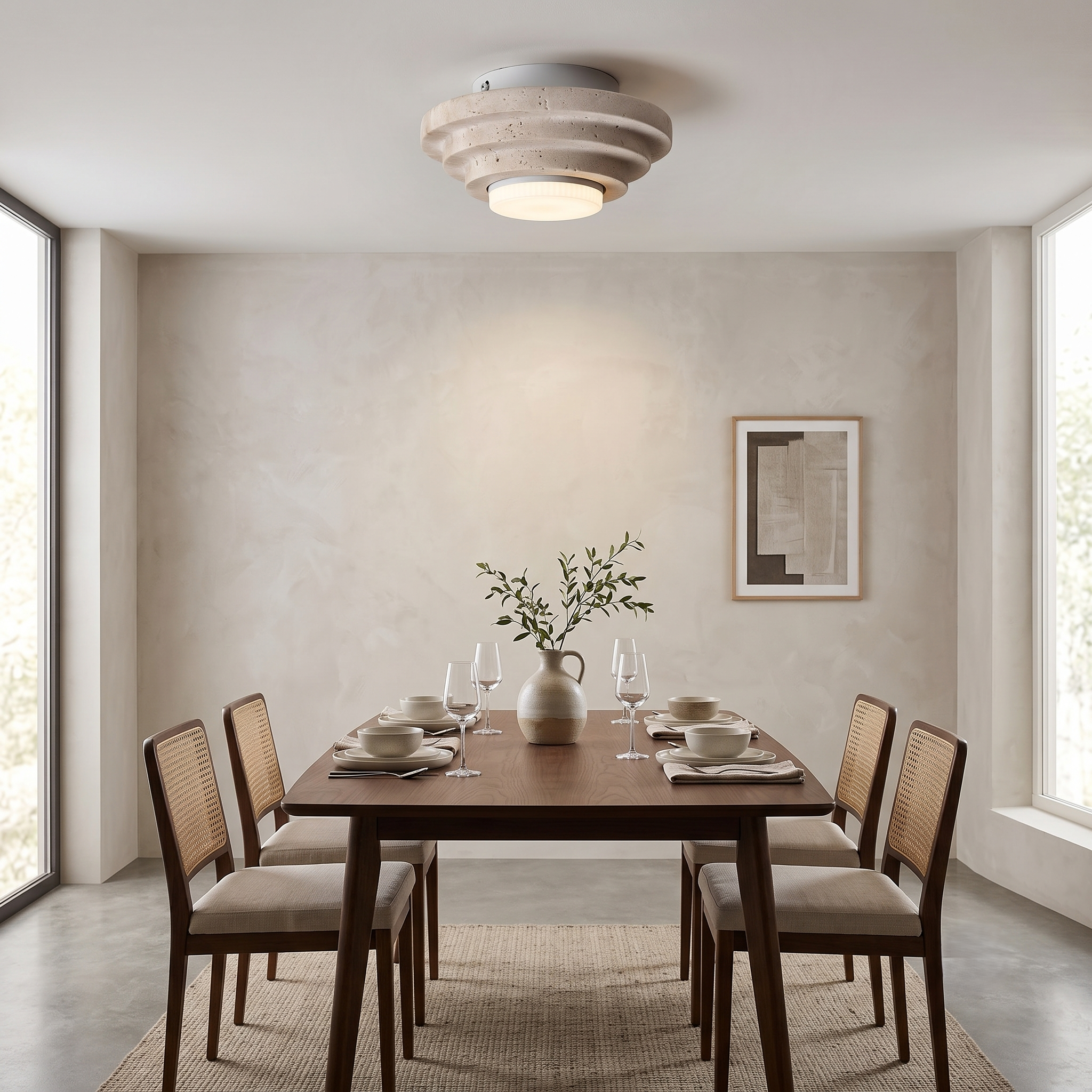 Zephyr Modern Travertine Ceiling Light