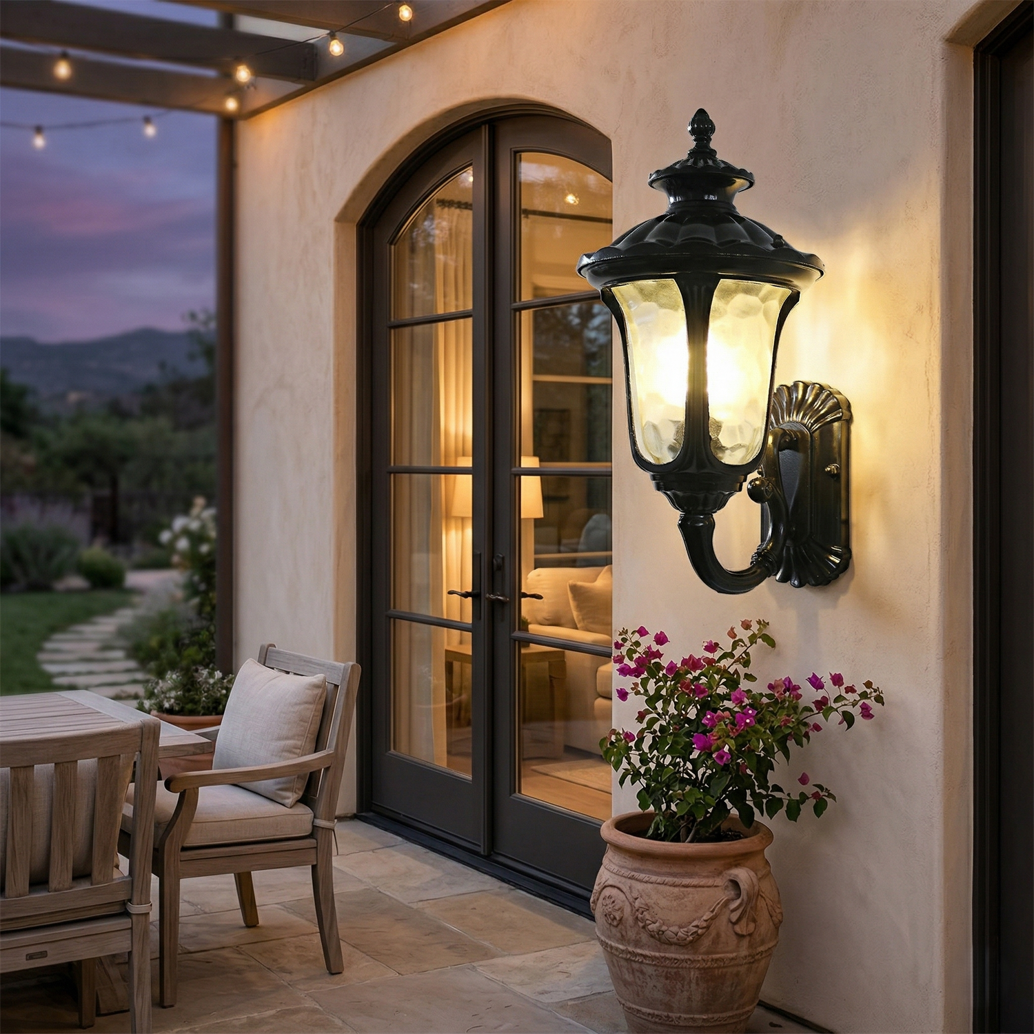 Velar Retro Frosted Glass Outdoor Wall Light