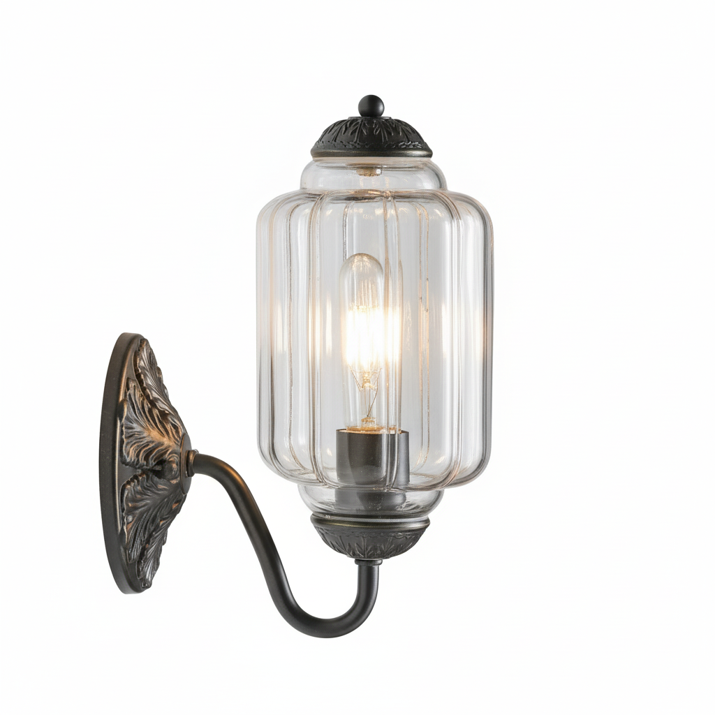 Eloira Vintage Glass Brass Wall Light