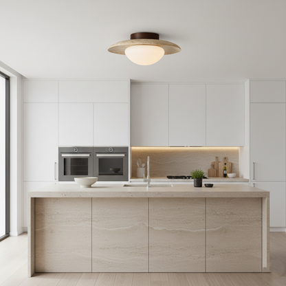 Natural Nordic Minimalist Travertine Ceiling Light