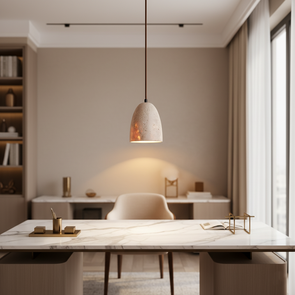 Solenne Minimalist Travertine Pendant Light