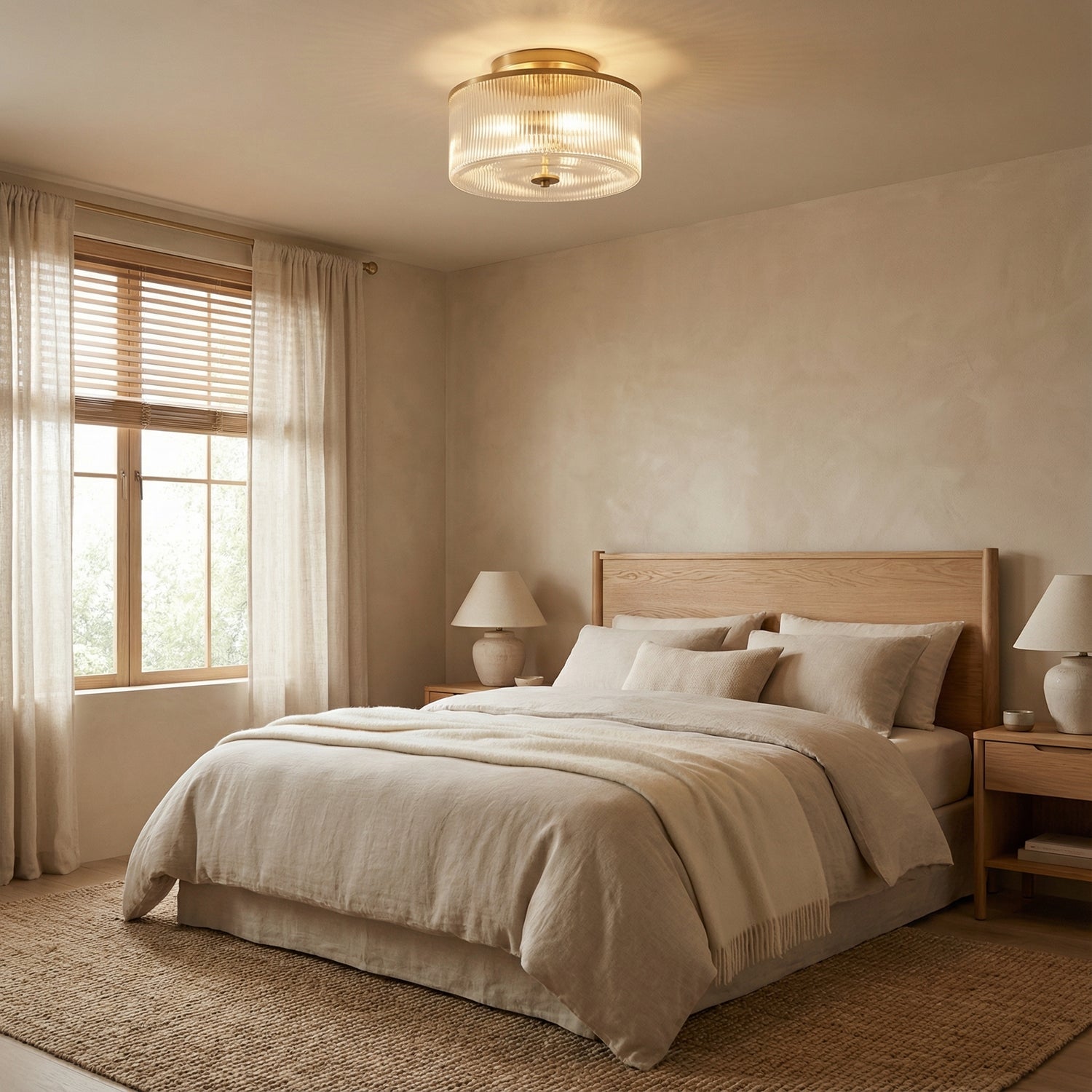 Lorienne Farmhouse Striped Glass Ceiling Light