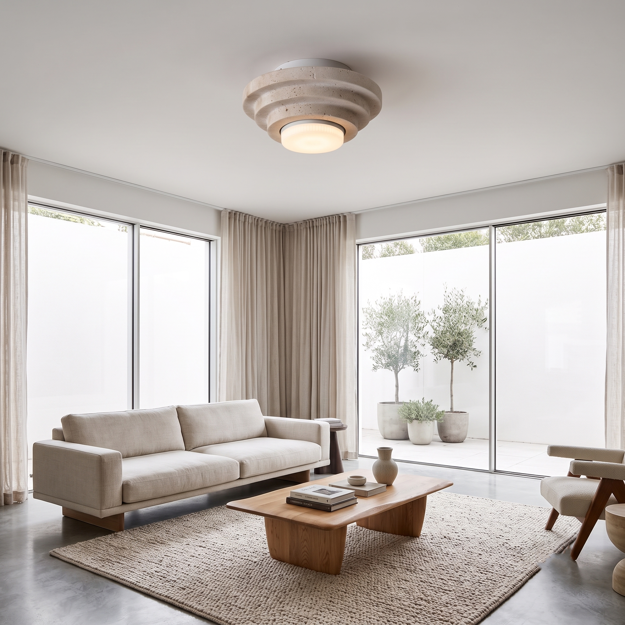 Zephyr Modern Travertine Ceiling Light