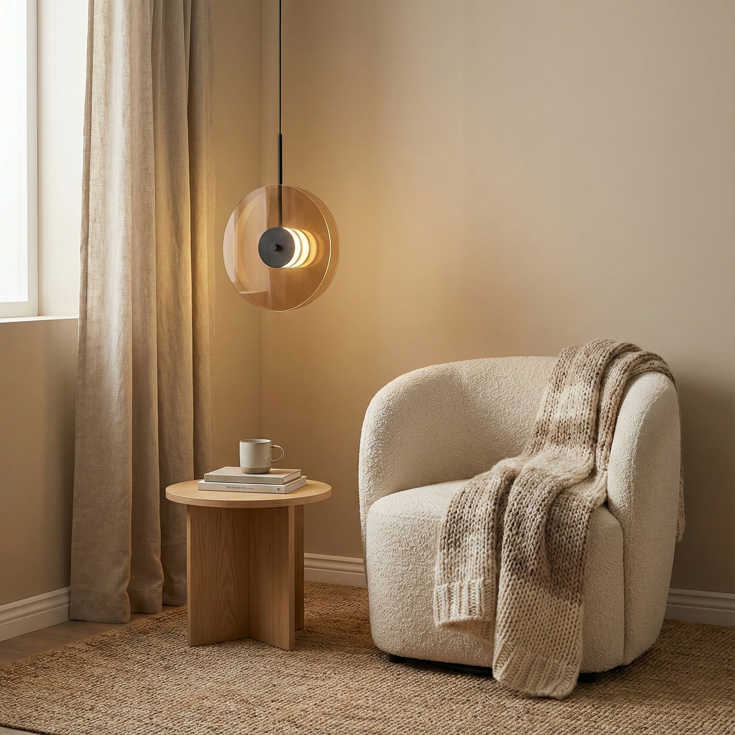 Lumira Amber Glow Minimalist Glass Pendant Light