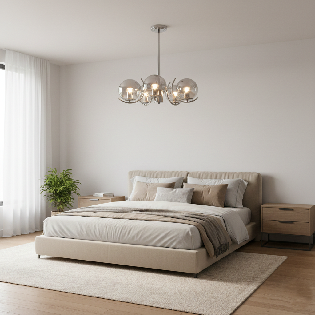 Verona Retro Chrome Glass Chandelier