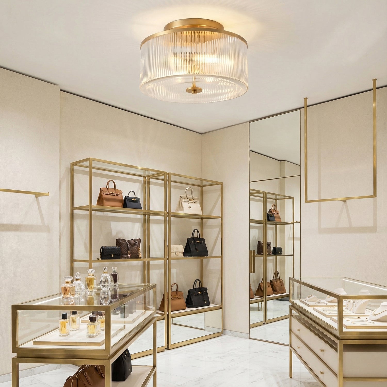 Lorienne Farmhouse Striped Glass Ceiling Light