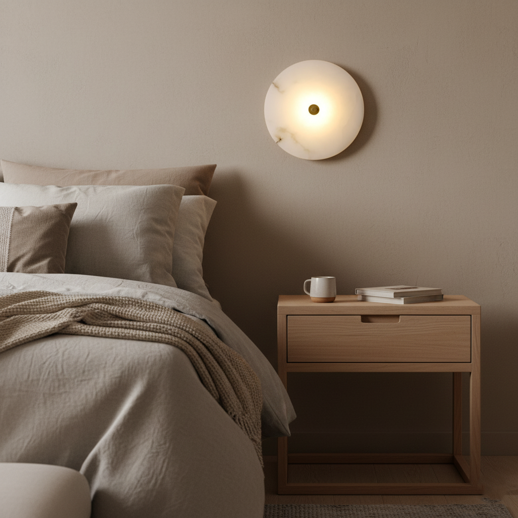 Modern Luxury Round Marble Alabaster Wall Light
