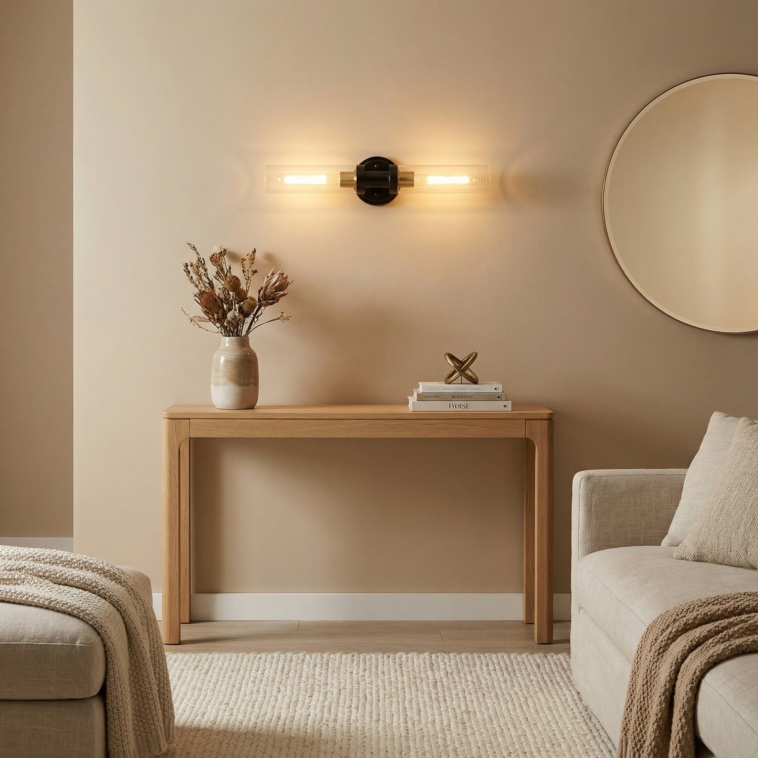 Averin Modern Glass Double Tube Wall Light