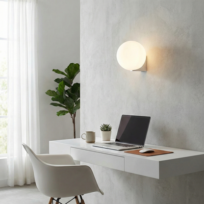 Lunaris Modern White Glass Globe Wall Light