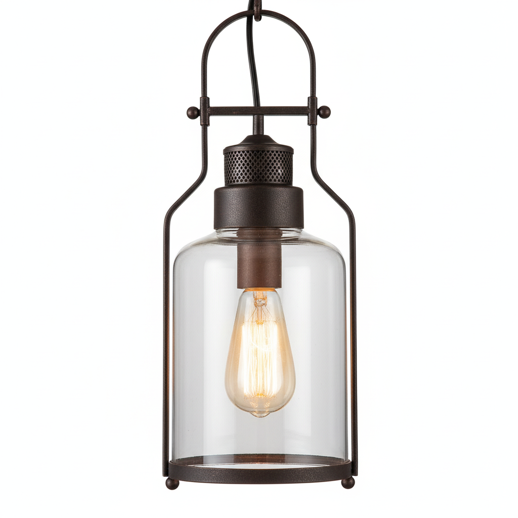 Industrial Vintage Iron Glass Jar Pendant Light