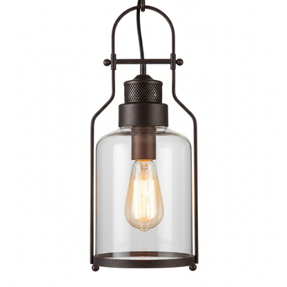 Industrial Vintage Iron Glass Jar Pendant Light