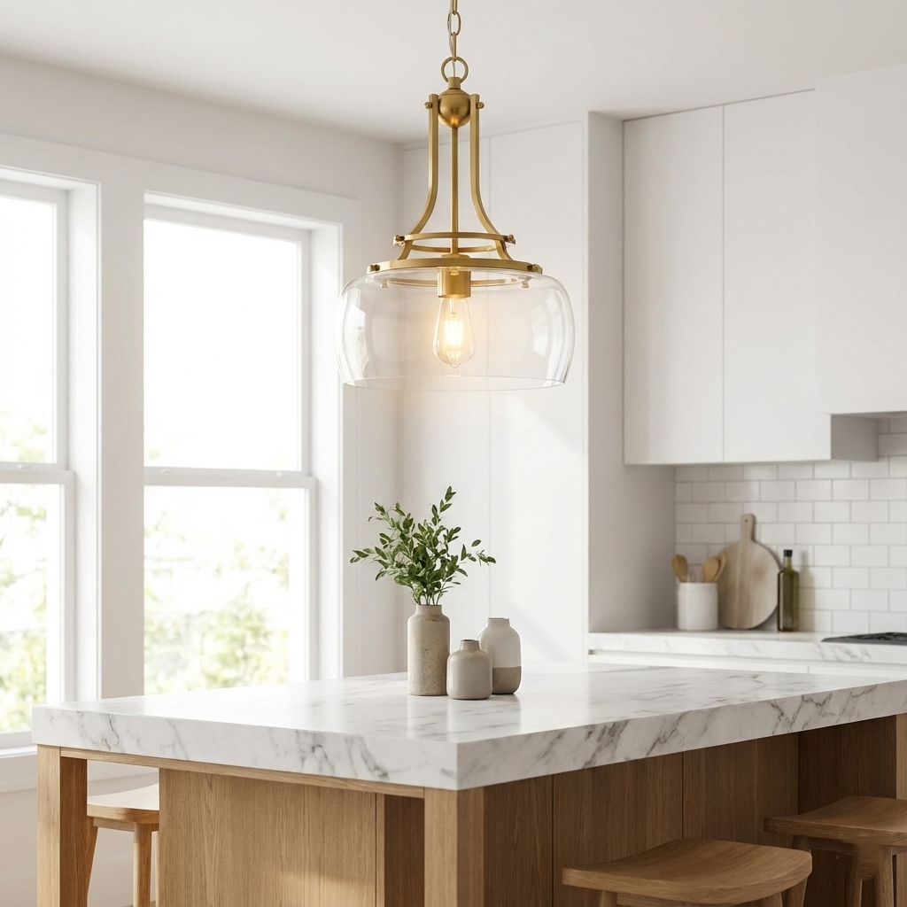 Aurielle Brushed Gold Clear Glass Pendant Light
