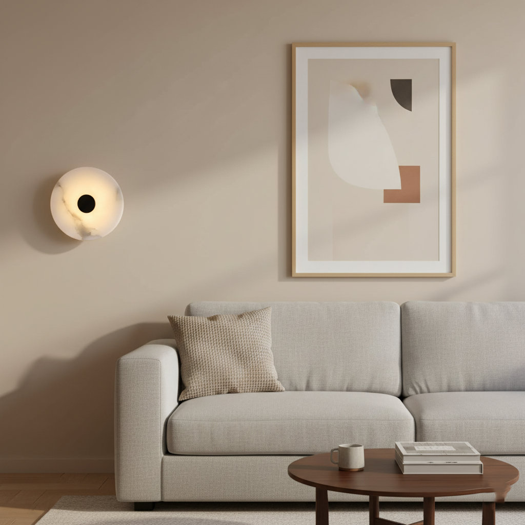 Modern Luxury Round Marble Alabaster Wall Light