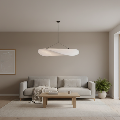 Japandi White Silk Fabric Minimalist Pendant Light