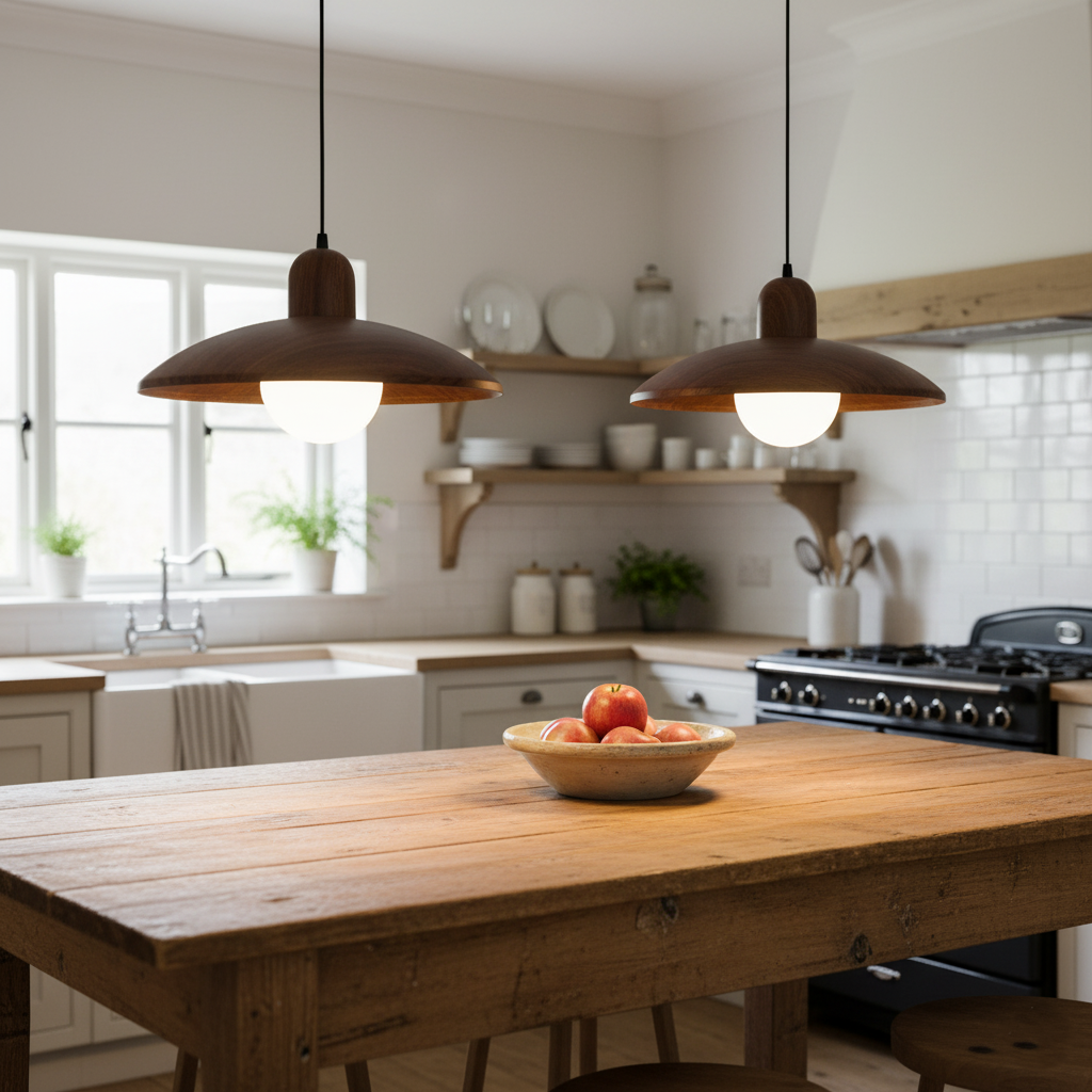 Japanese Style Wabi-Sabi Walnut Pendant Light