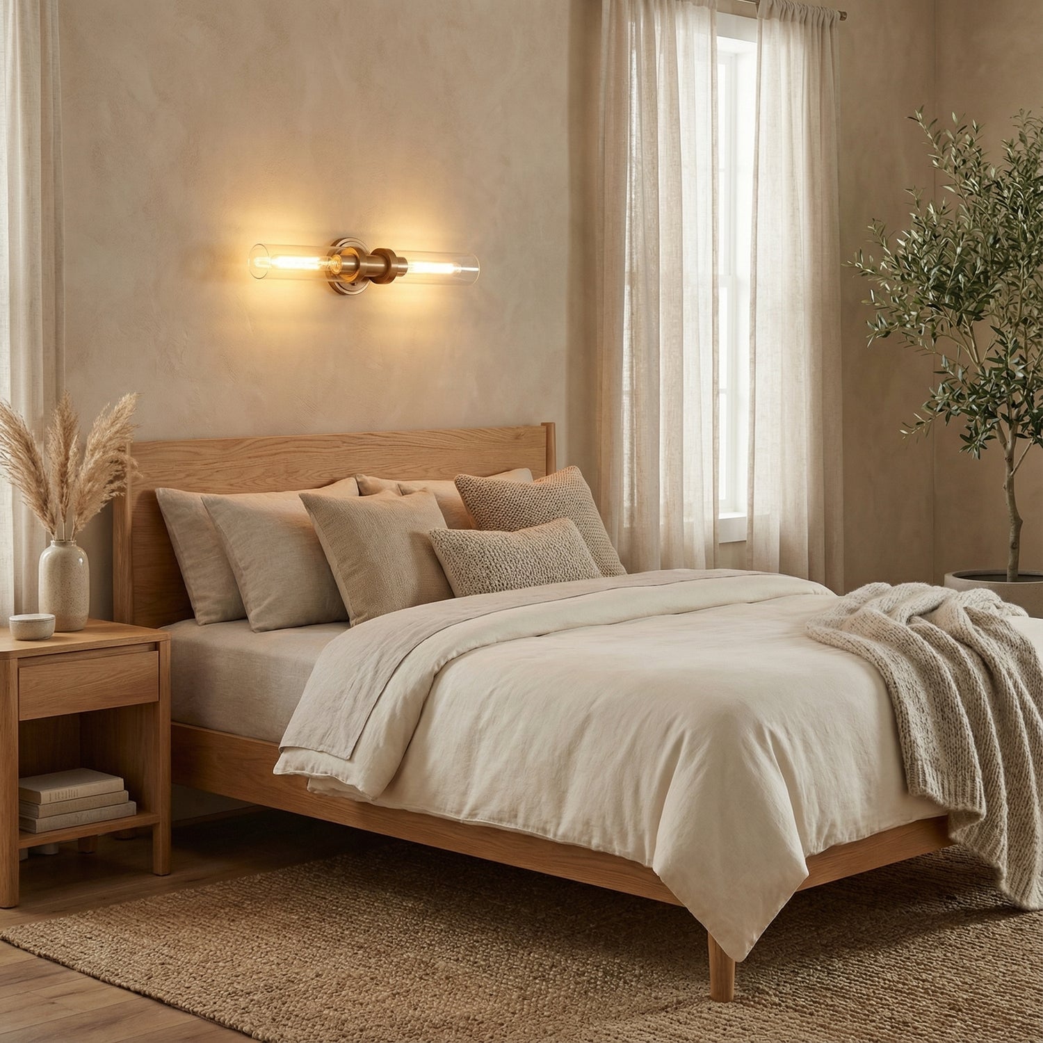 Averin Modern Glass Double Tube Wall Light