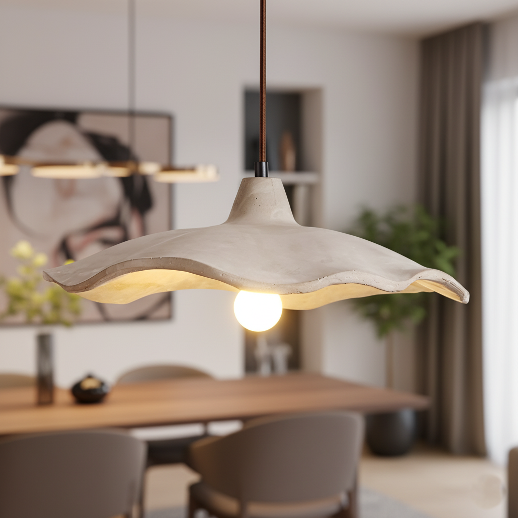 Nordic Wabi-Sabi Flower-Shaped Cement Pendant Light