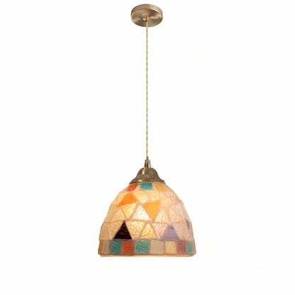 Retro Colorful Natural Shell Handcrafted Brass Pendant Light