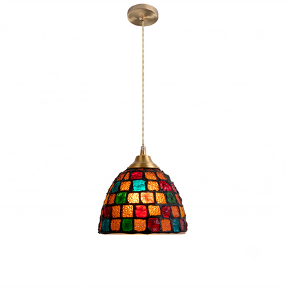Retro Colorful Natural Shell Handcrafted Brass Pendant Light