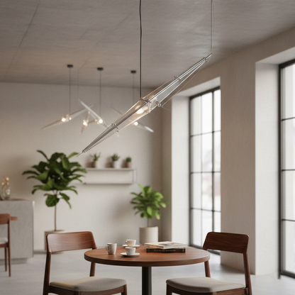 Arco Modern Linear Glass Cone Pendant Light