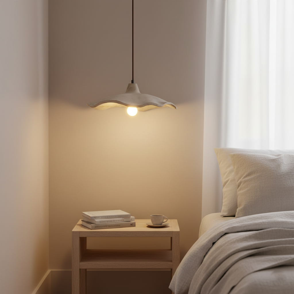 Nordic Wabi-Sabi Flower-Shaped Cement Pendant Light