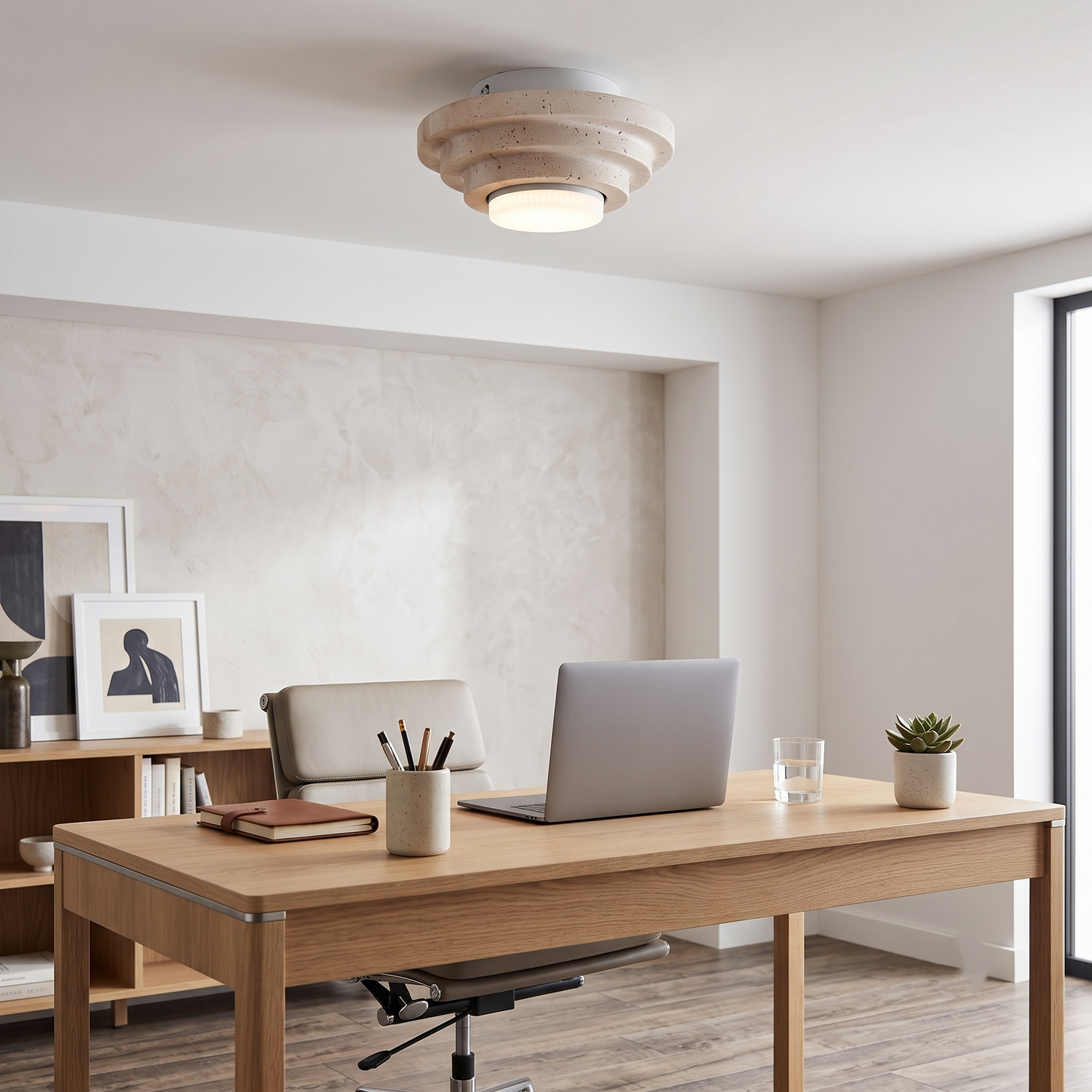 Zephyr Modern Travertine Ceiling Light