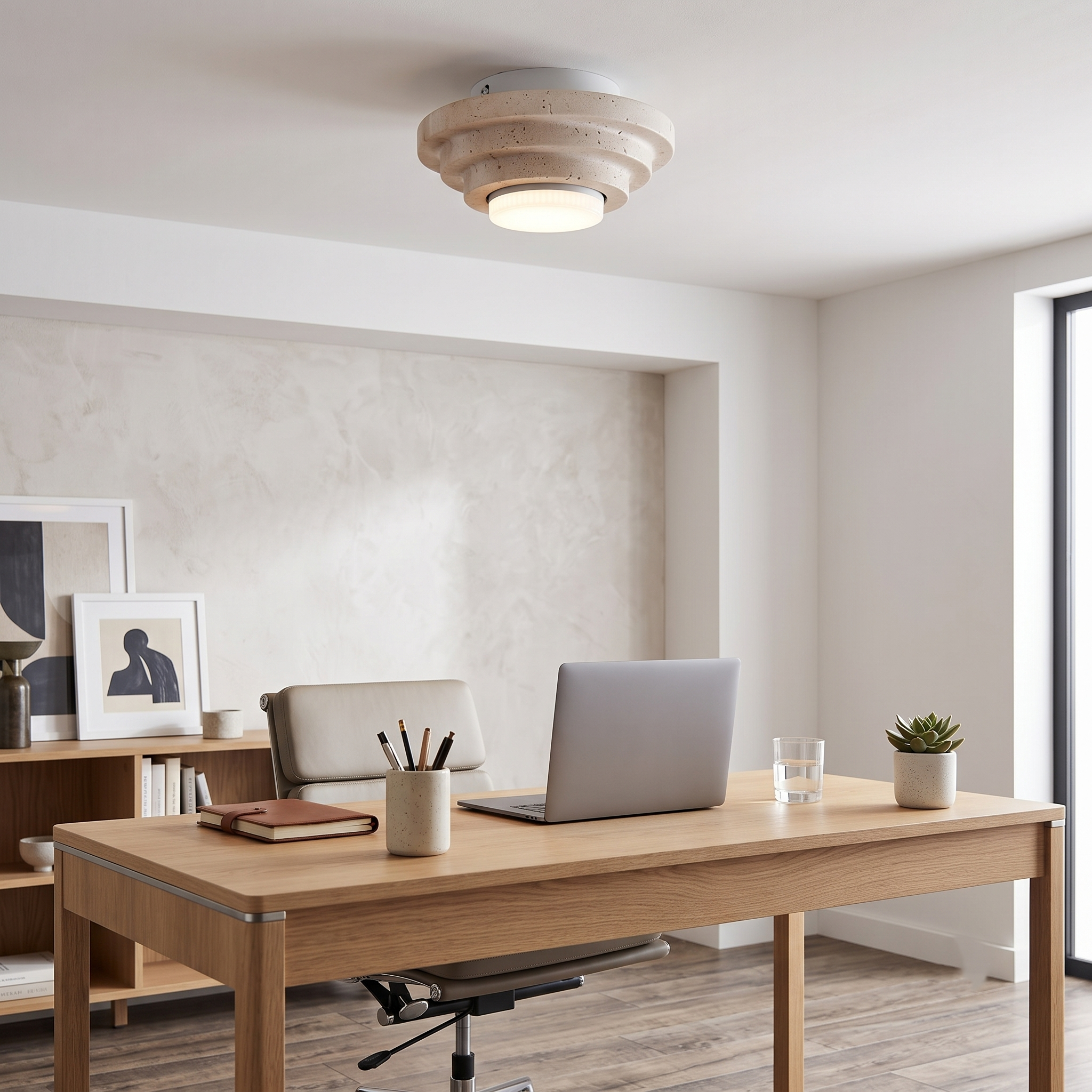 Zephyr Modern Travertine Ceiling Light