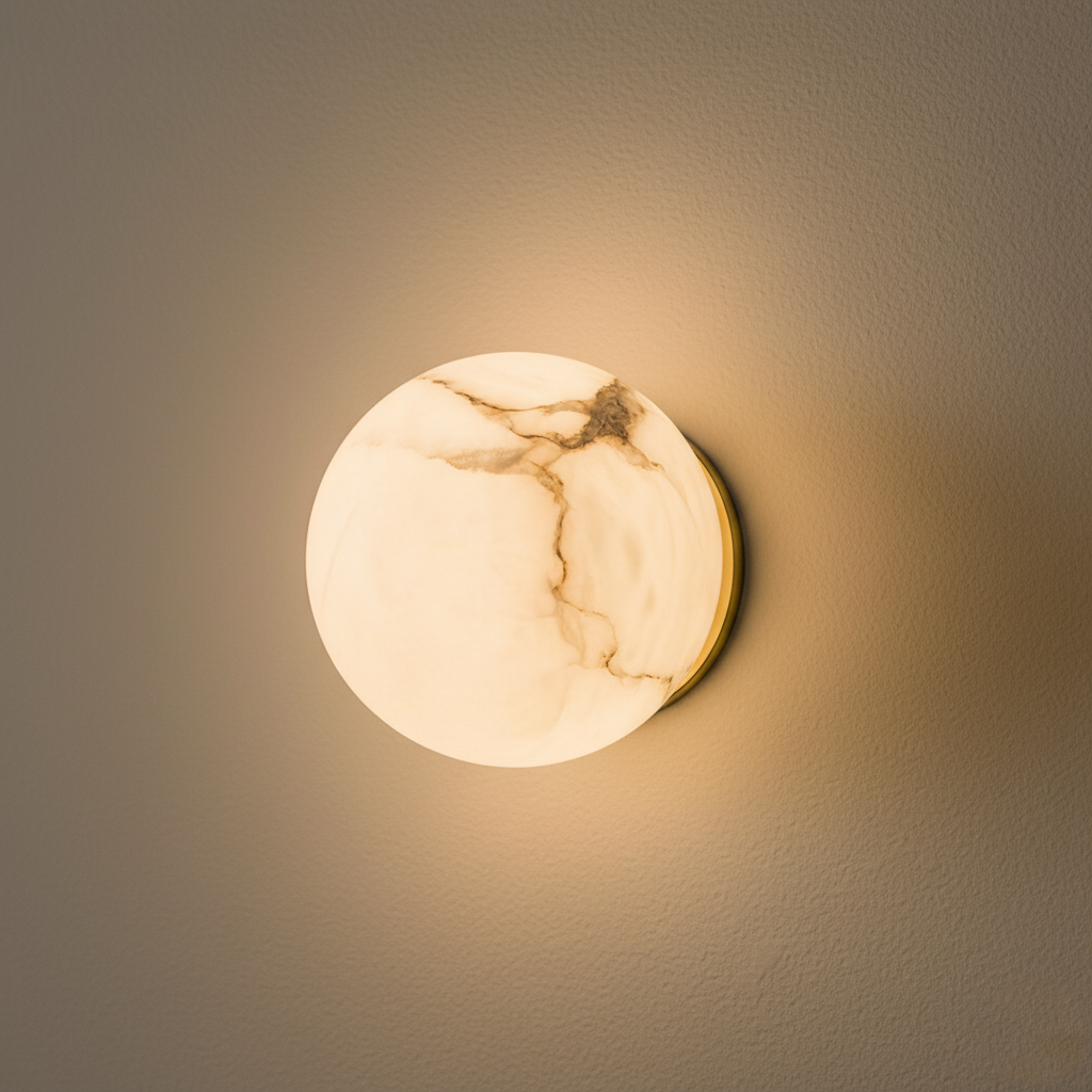Alabaster Elegance Japandi Mini Orb Wall Lamp