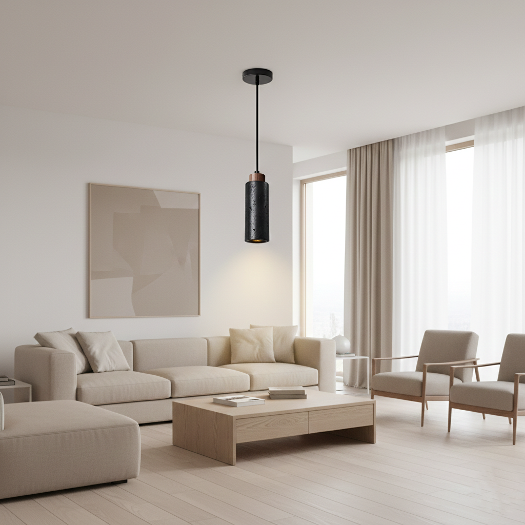 Morvain Medieval Black Travertine Pendant Light