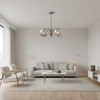 Verona Retro Chrome Glass Chandelier