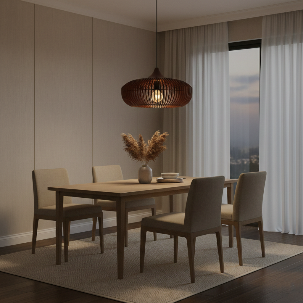 The Halo of Zen Japandi Wood Pendant Light