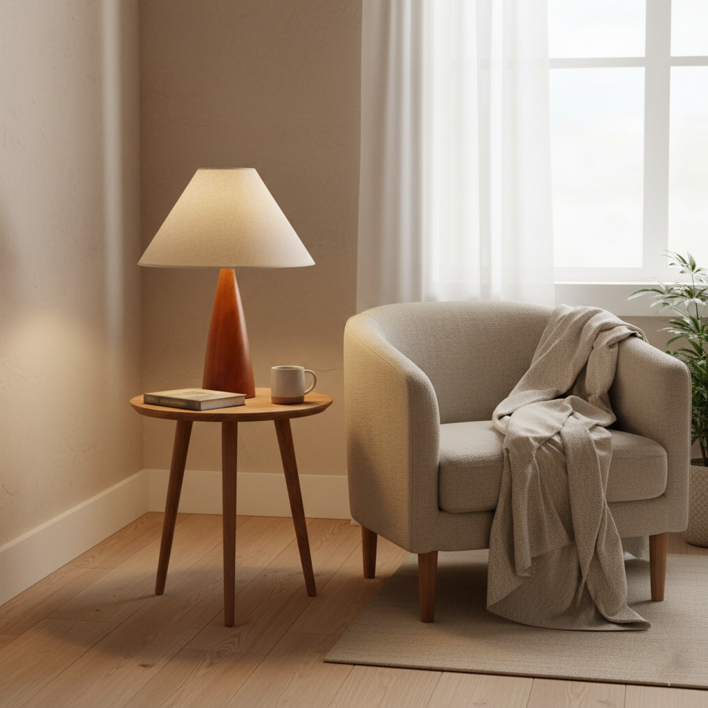 Rowan Retro Solid Wood Table Lamp