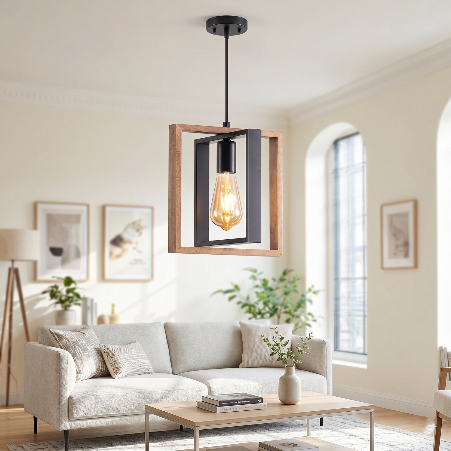 Rowan Wood and Metal Rustic Pendant Light
