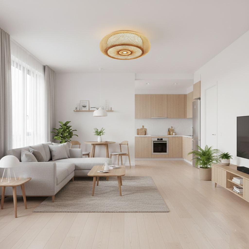 Serenity Natural Bamboo Boho Ceiling Light